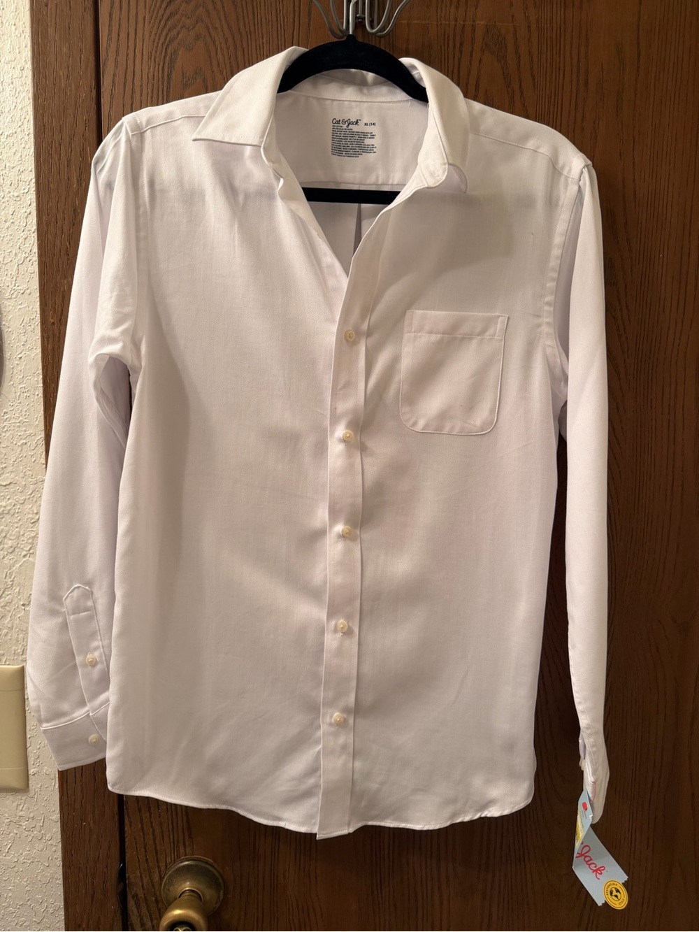Cat & Jack White Button-Front Shirt with Chest Pocket